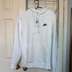 Nike Men's White Hoodie with Black Logo